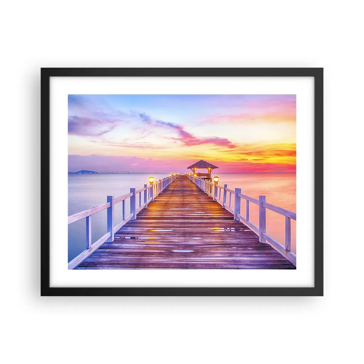 Póster en marco negro - El silencio lila-dorado de la tarde - 50x40 cm