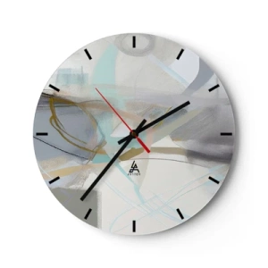 Reloj de pared - Reloj de vidrio - Una delicada abstracción con vetas pastel y contornos suaves. - 30x30cm - Abstracción brumosa - Decoración de pared moderna para salón, cocina y dormitorio ARTTOR