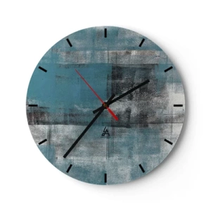 Reloj de pared - Reloj de vidrio - Patrón abstracto en tonos turquesa y gris. - 30x30cm - Agua y aire - Decoración de pared moderna para salón, cocina y dormitorio ARTTOR