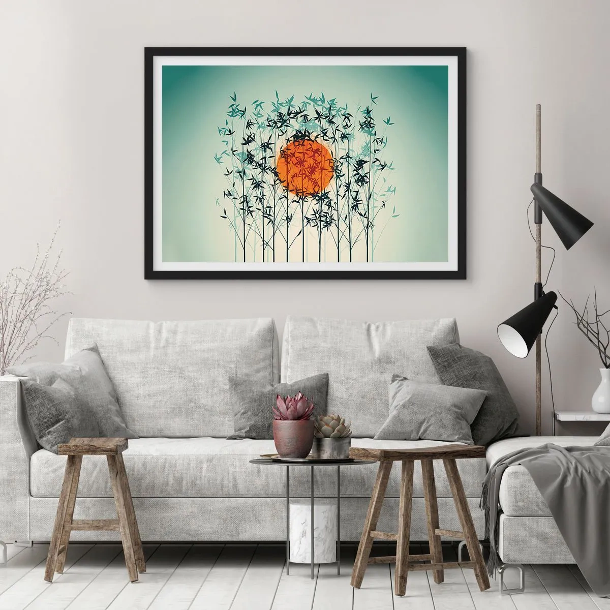 Póster en marco negro - El sol de Japón - 70x50 cm