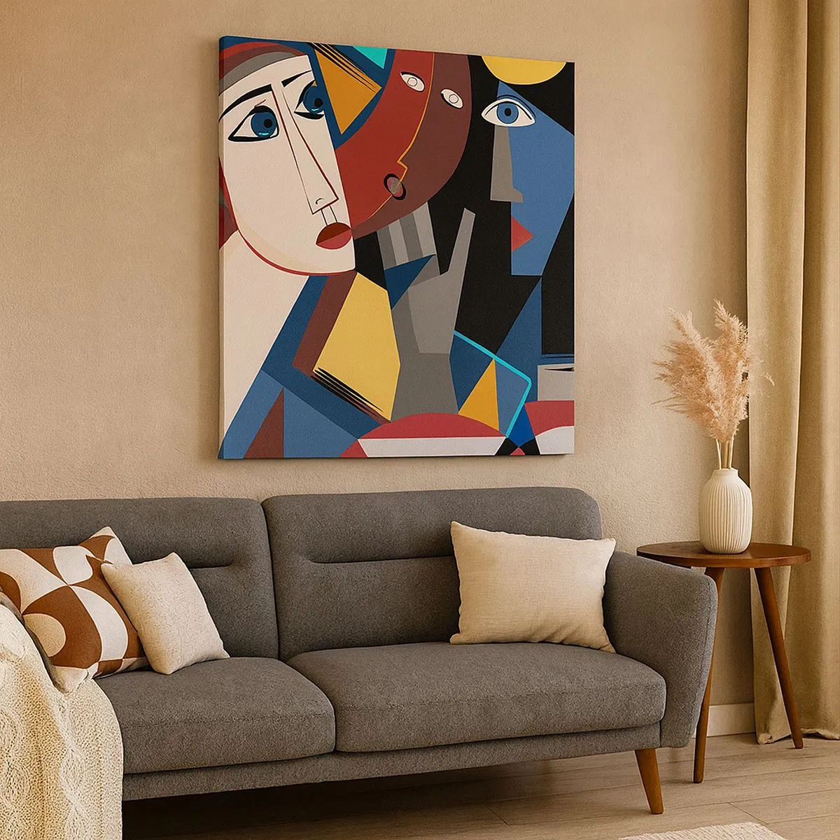 Cuadro sobre lienzo - Impresión de Imagen - Conversación cubista - 30x30 cm