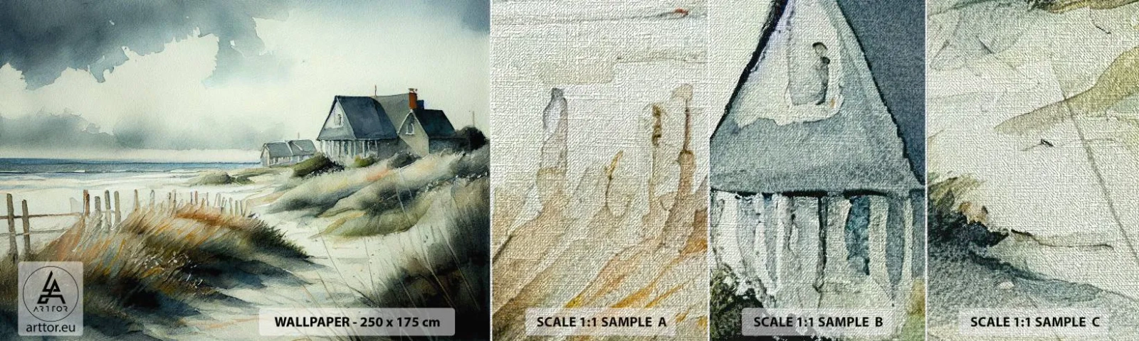 Muestra de fotomural Premium Canvas - Lejos del bullicio - Casa, Playa, Mar - 100x30 cm