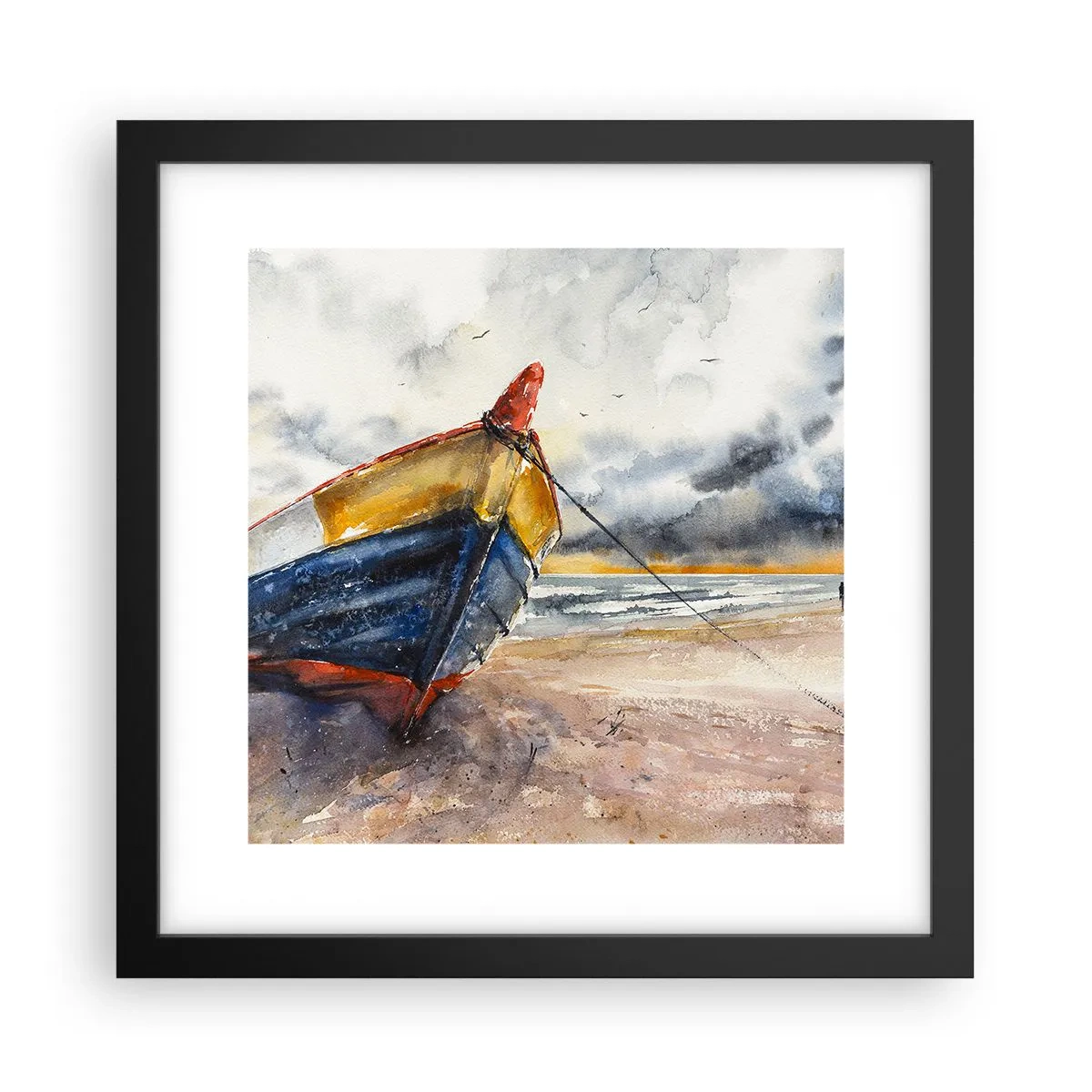 Póster en marco negro - Descansando en la orilla - 30x30 cm