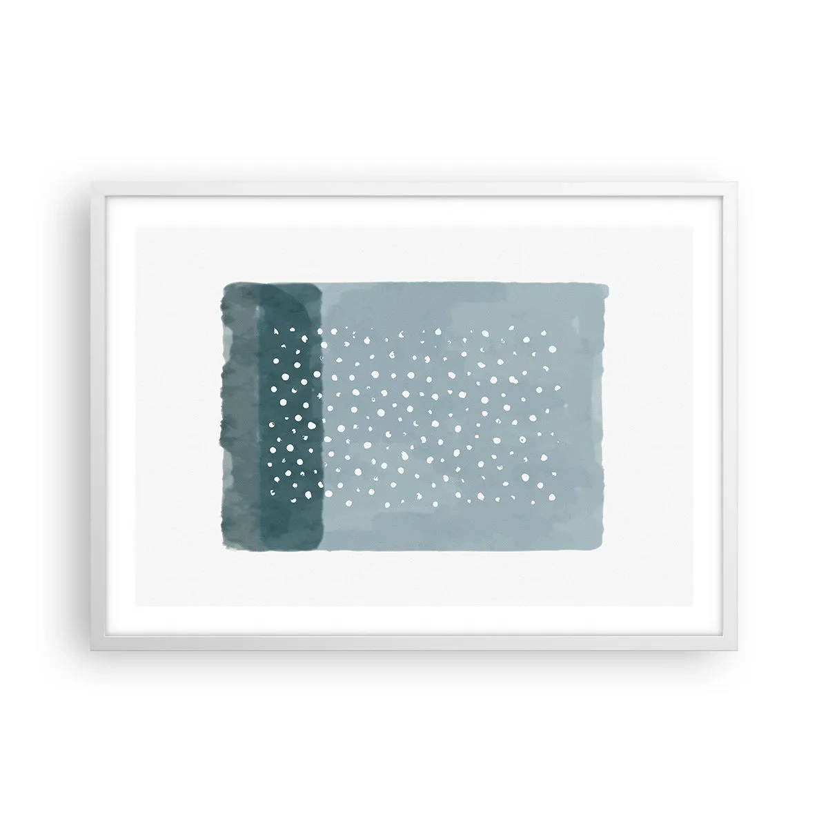 Póster en marco blanco - Creación sobre azul - 70x50 cm