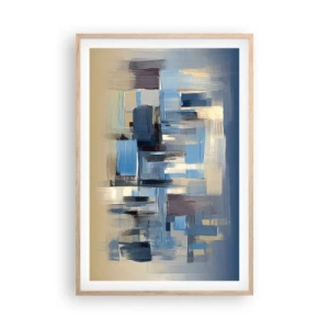 Póster en marco roble claro - Construcción azul - 61x91 cm