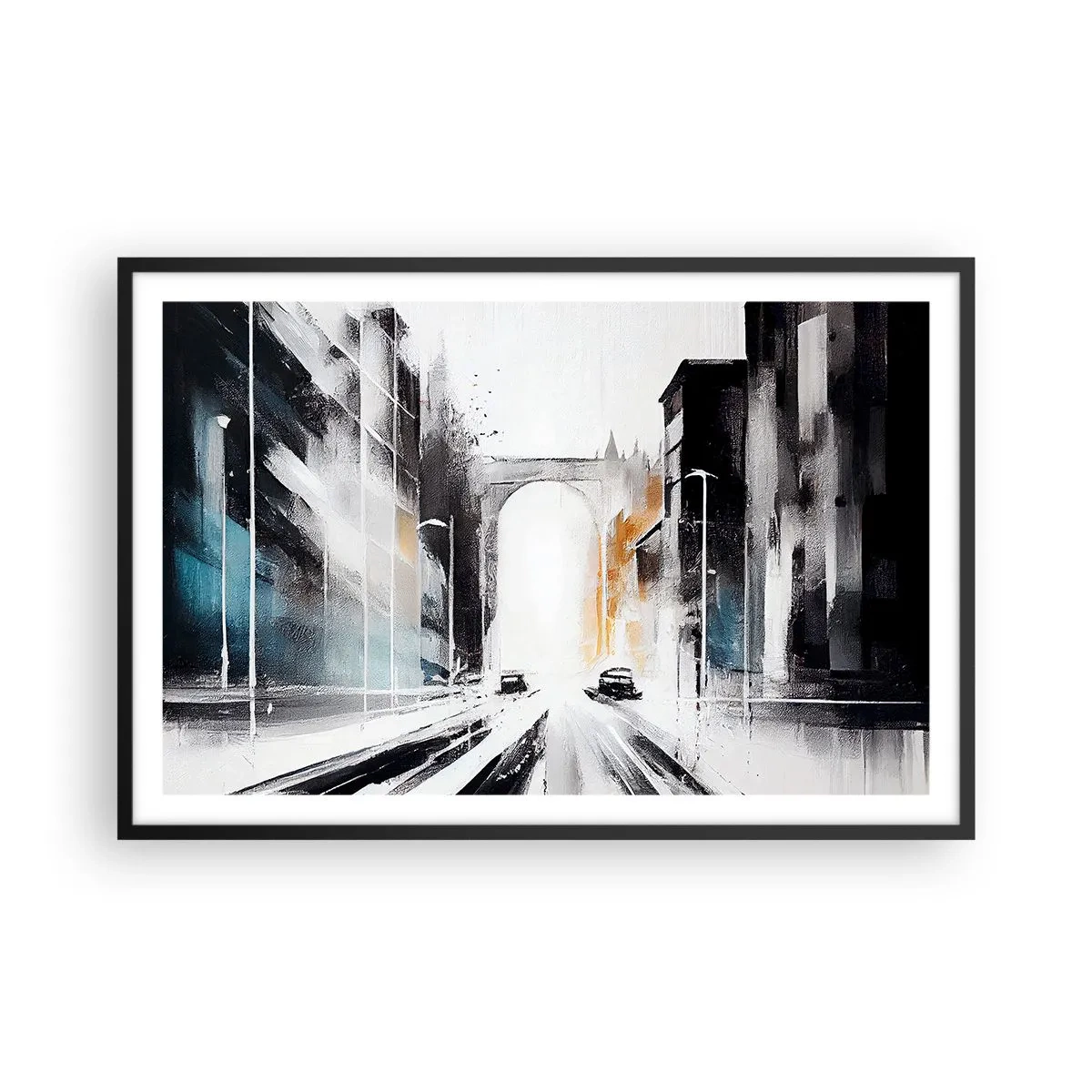 Póster en marco negro - Estudio de la ciudad: arquitectura y movimiento - 91x61 cm