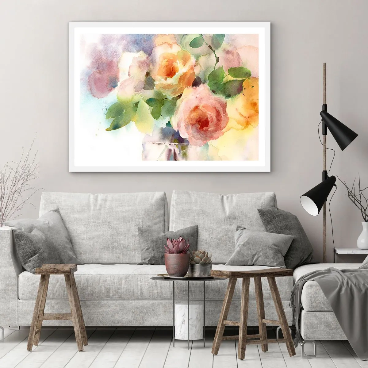 Póster en marco blanco - Delicado como una acuarela - 91x61 cm