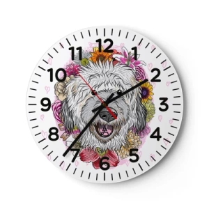 Reloj de pared - Reloj de vidrio - Alegría de cachorro - 40x40 cm