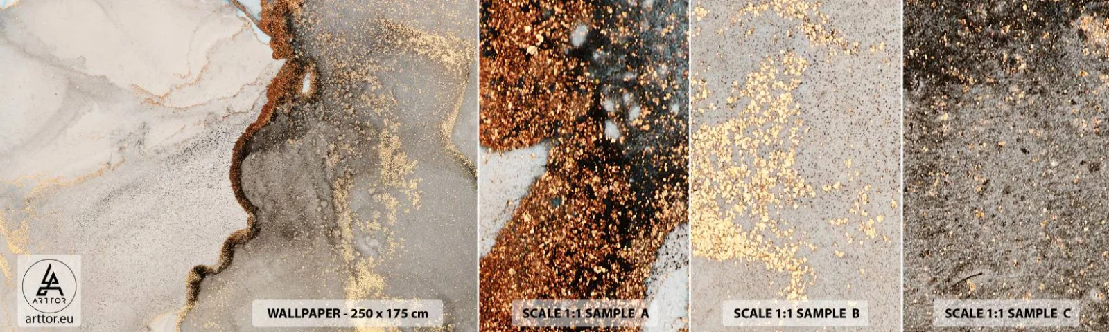 Muestra de fotomural autoadhesivo Deluxe Sticker - En la frontera de los colores - Abstracción, Pedazo, Arte Moderno - 100x30 cm