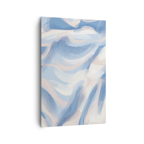 Cuadro sobre lienzo - Impresión de Imagen - Pinceladas abstractas en tonos azules y beige - 80x120cm - Ondas azules - Decoración de pared moderna para salón y dormitorio ARTTOR