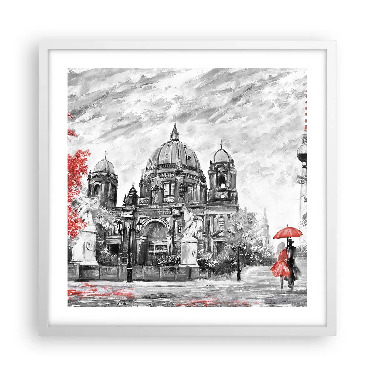 Póster en marco blanco - Reunión en Berlín - 50x50 cm