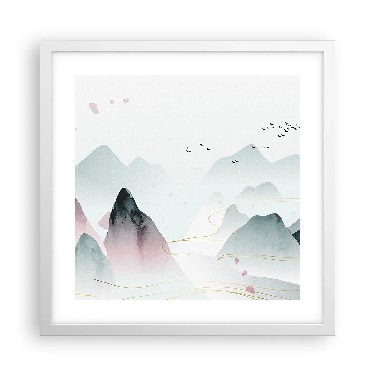Póster en marco blanco - Sobre las cimas - 40x40 cm
