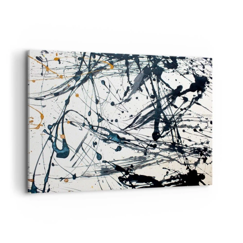 Cuadro sobre lienzo - Impresión de Imagen - Una pintura abstracta con salpicaduras de pintura en patrones dinámicos. - 120x80cm - Abstracción expresionista - Decoración de pared moderna para salón y dormitorio ARTTOR