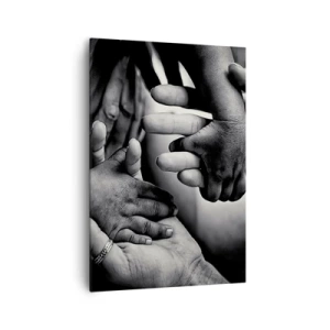 Cuadro sobre lienzo - Impresión de Imagen - Manos en blanco y negro de diferentes generaciones. - 70x100cm - Ser humano - Decoración de pared moderna para salón y dormitorio ARTTOR