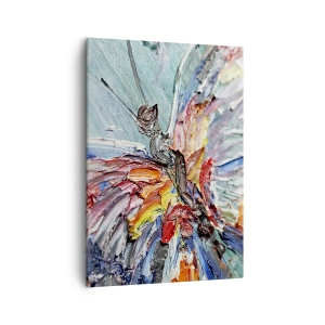 Cuadro sobre lienzo - Impresión de Imagen - Mariposa de empasto colorida sobre un fondo pastel - 50x70cm - Pintado por la naturaleza - Decoración de pared moderna para salón y dormitorio ARTTOR