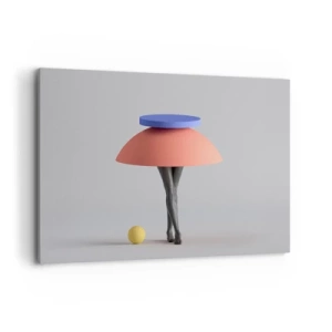 Cuadro sobre lienzo - Impresión de Imagen - Composición geométrica abstracta con piernas y una pelota. - 100x70cm - Composición surrealista - Decoración de pared moderna para salón y dormitorio ARTTOR