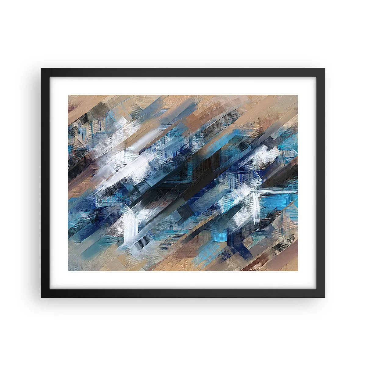 Póster en marco negro - En una inclinación azul - 50x40 cm