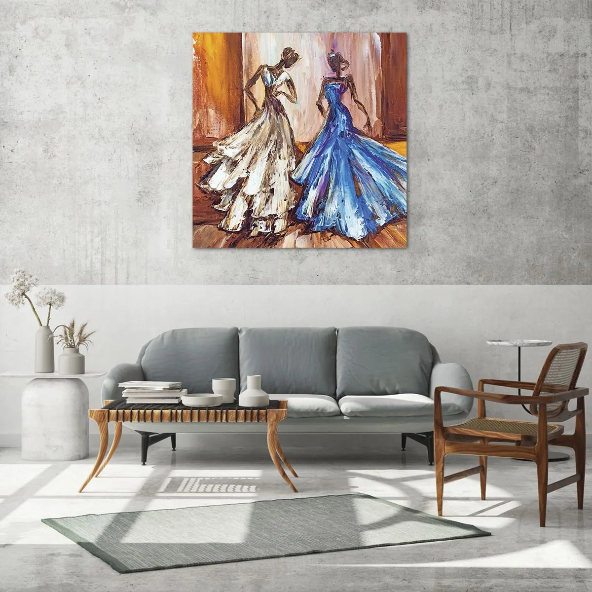 Cuadro sobre vidrio - Impresiones sobre Vidrio - Un elegante dúo - 70x70 cm