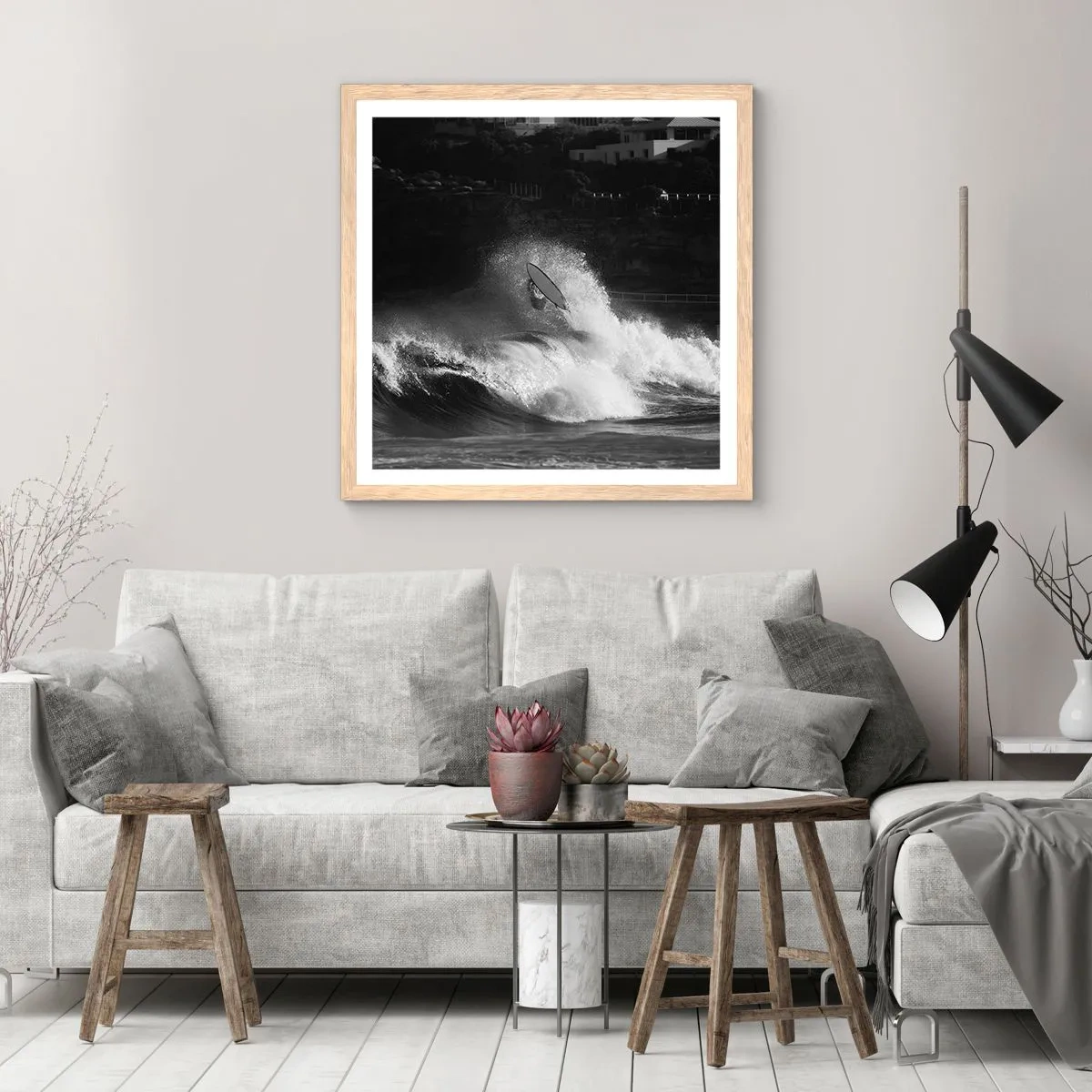 Póster en marco roble claro - Desafío aceptado - 60x60 cm