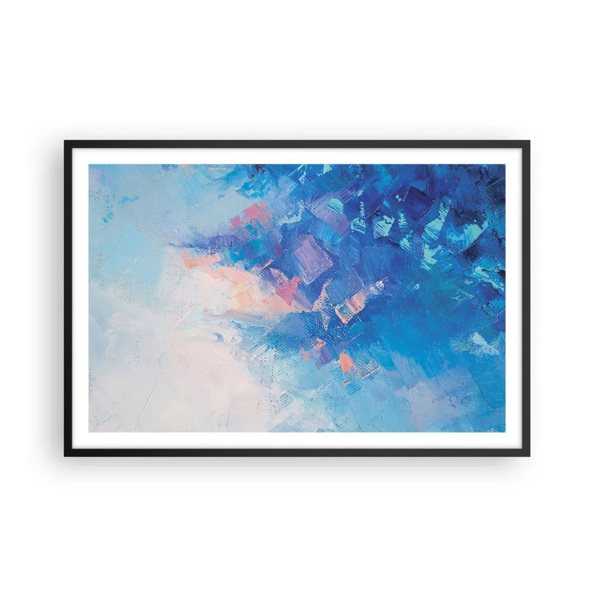 Póster en marco negro - Abstracción invernal - 91x61 cm