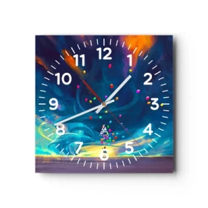 Reloj de pared - Reloj de vidrio - En un viento azul - 40x40 cm