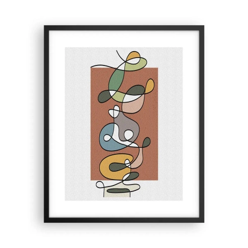 Póster en marco negro - Abstracción: una maraña de colores - 40x50 cm