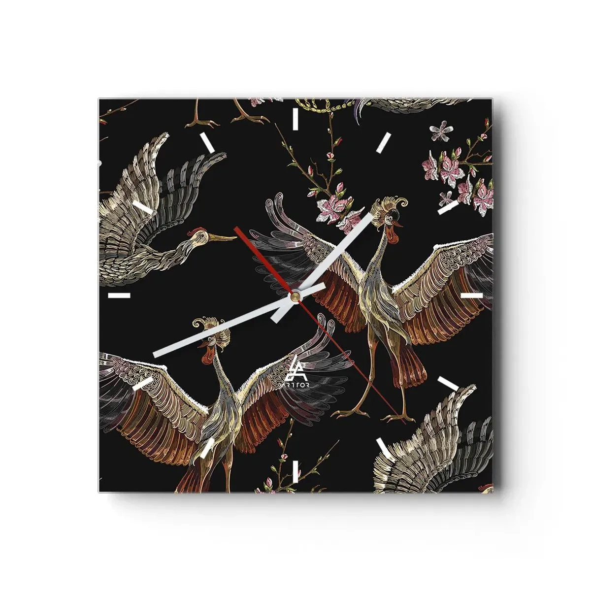 Reloj de pared - Reloj de vidrio - Aves de cuento de hadas - 40x40 cm
