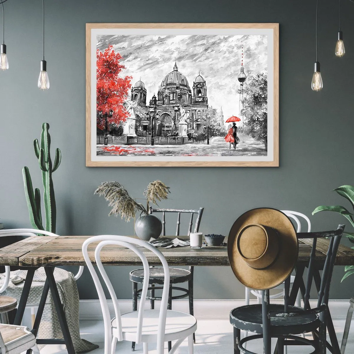 Póster en marco roble claro - Reunión en Berlín - 50x40 cm