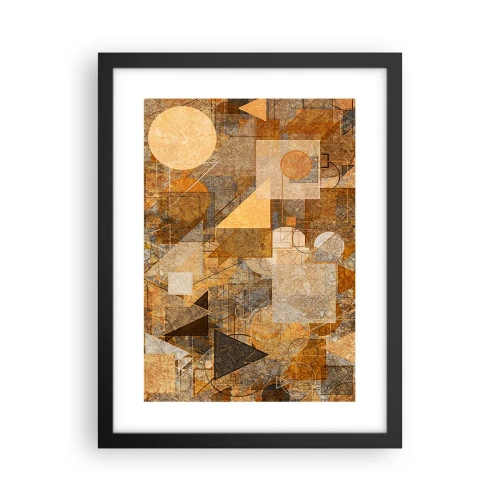 Póster en marco negro - Estudio cubista en bronce - 30x40 cm