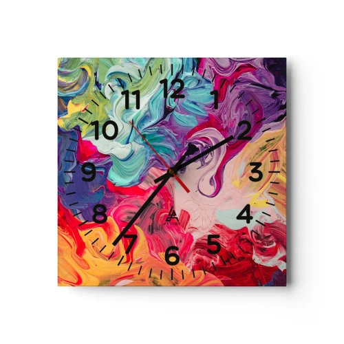 Reloj de pared - Reloj de vidrio - El nacimiento de los colores - 30x30 cm