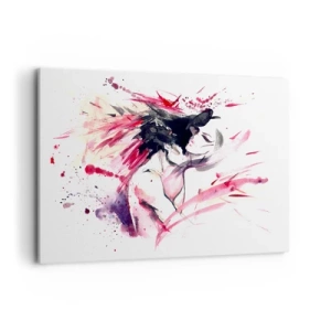 Cuadro sobre lienzo - Impresión de Imagen - Retrato abstracto de una mujer con acentos rojos dinámicos. - 100x70cm - La plenitud del amor - Decoración de pared moderna para salón y dormitorio ARTTOR