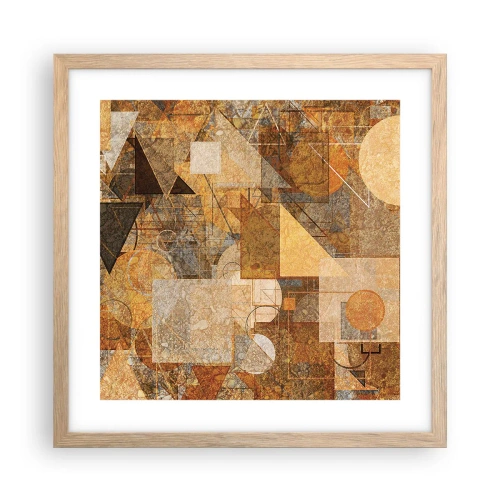 Póster en marco roble claro - Estudio cubista en bronce - 40x40 cm