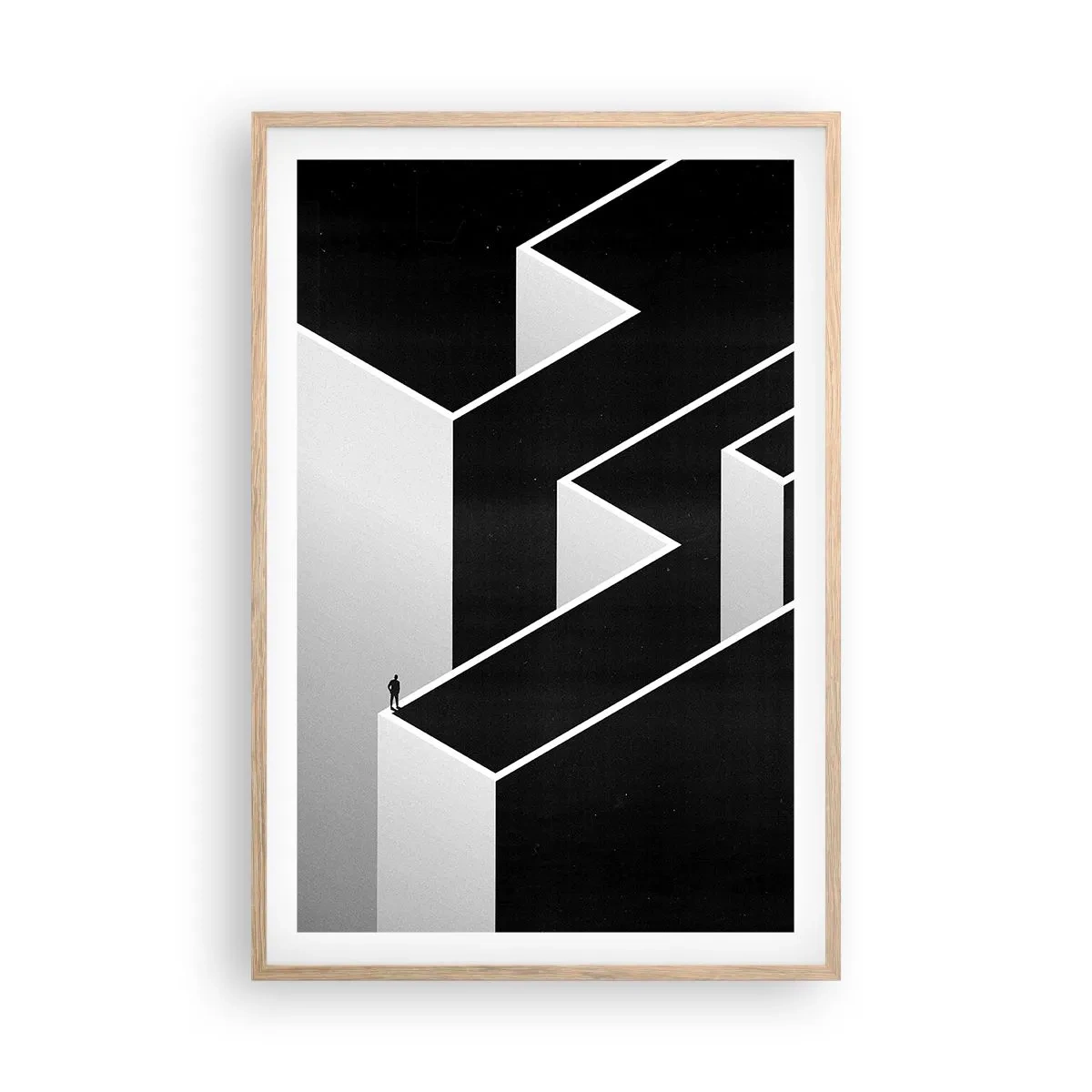 Póster en marco roble claro - Soledad en la cumbre - 61x91 cm