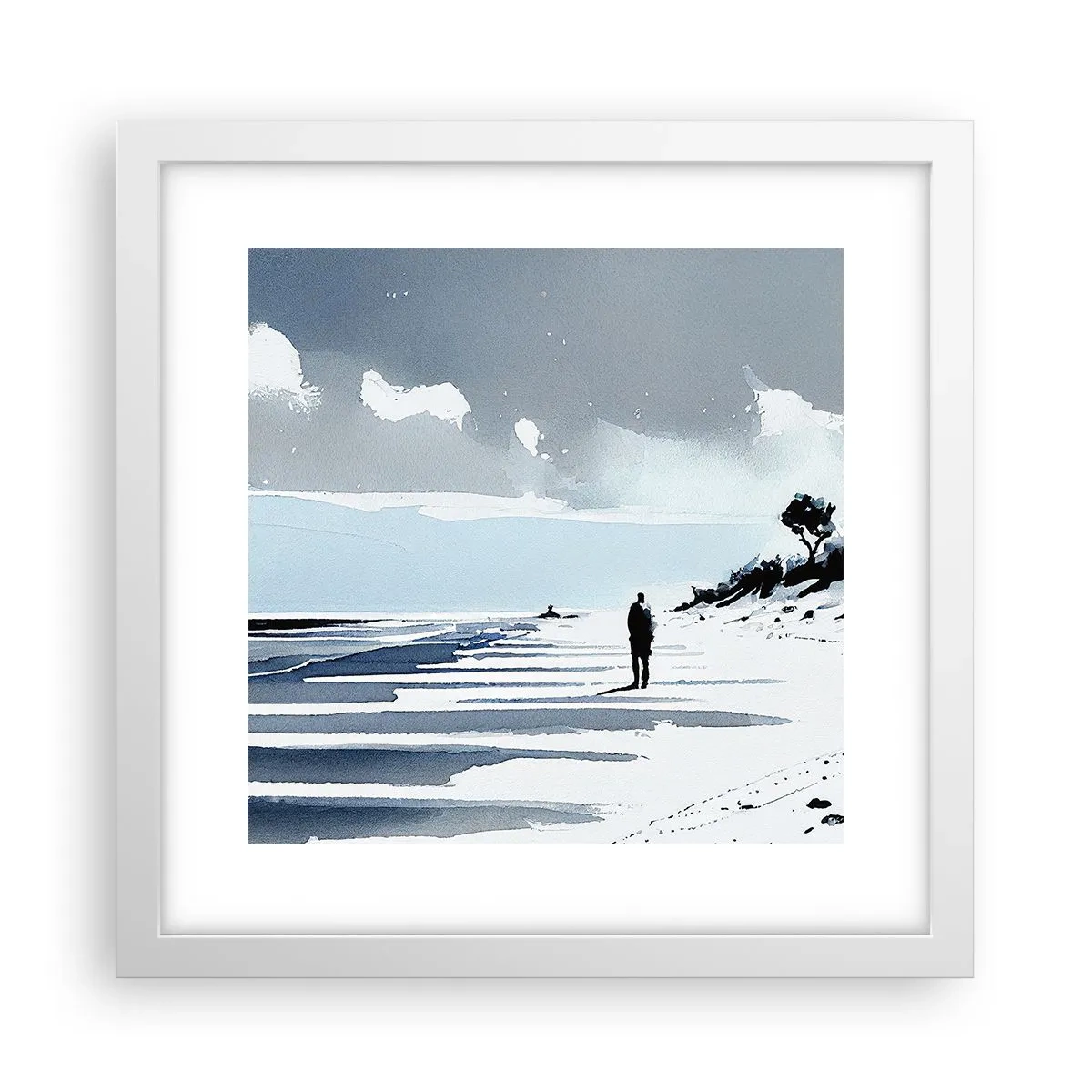 Póster en marco blanco - Solo conmigo mismo - 30x30 cm