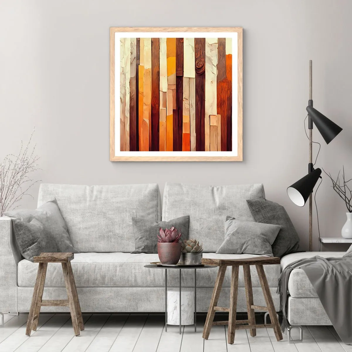 Póster en marco roble claro - Himno de los árboles del bosque - 60x60 cm