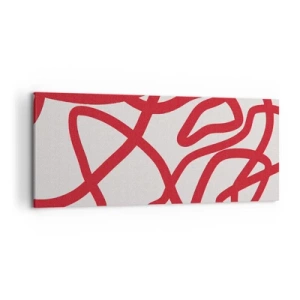 Cuadro sobre lienzo - Impresión de Imagen - Líneas abstractas rojas sobre un fondo blanco - 120x50cm - Rojo sobre blanco - Decoración de pared moderna para salón y dormitorio ARTTOR