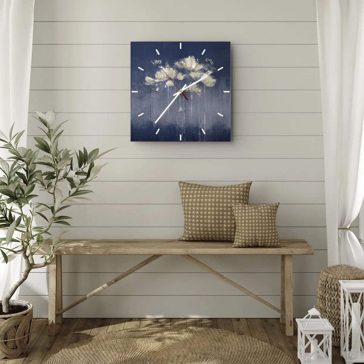 Reloj de pared - Reloj de vidrio - Como pétalos al viento - 40x40 cm