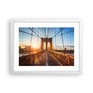 Póster en marco blanco - En el puente dorado - 40x30 cm