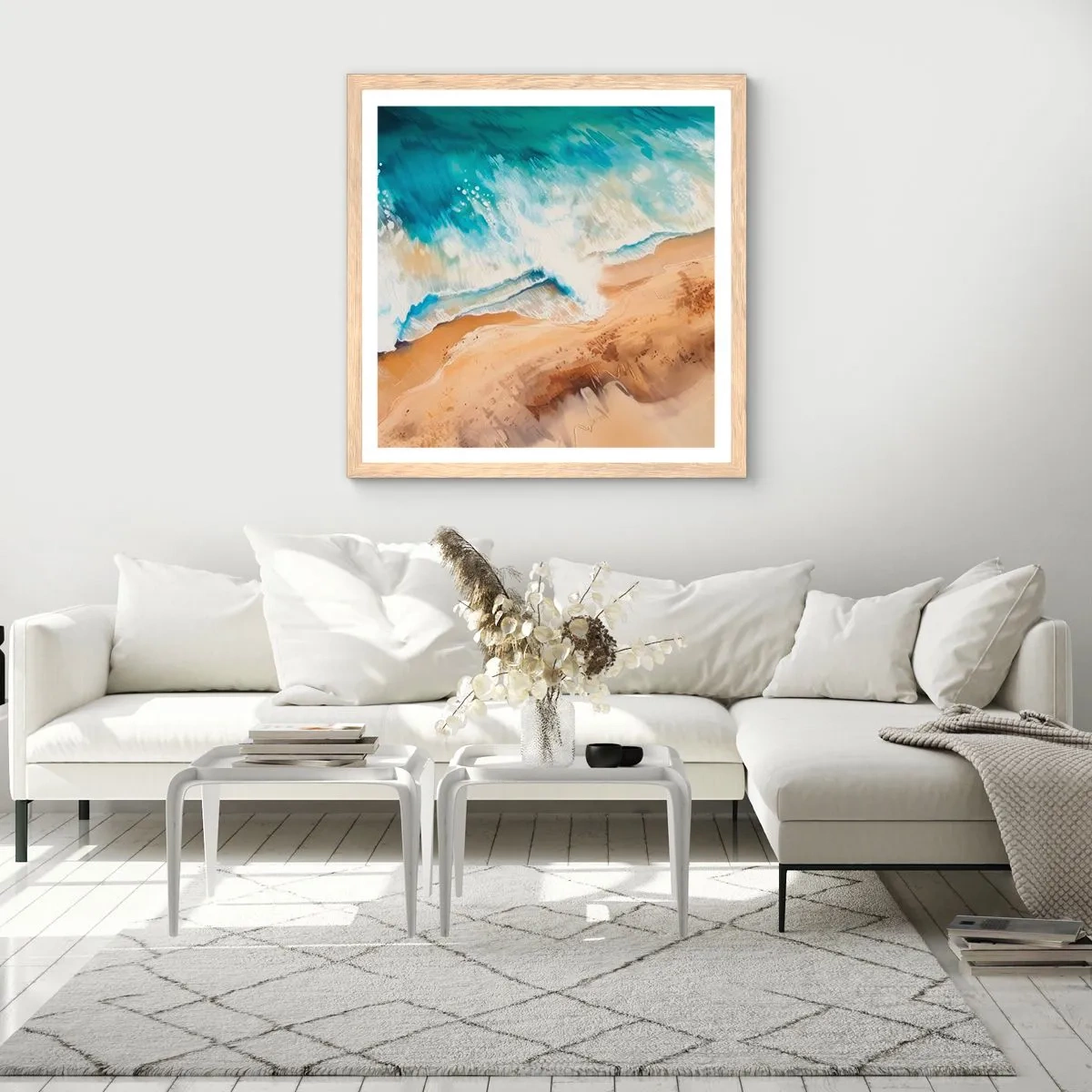 Póster en marco roble claro - Olas recurrentes - 30x30 cm