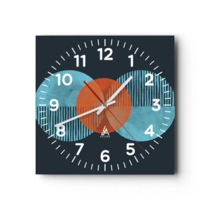 Reloj de pared - Reloj de vidrio - Composición simétrica - 40x40 cm