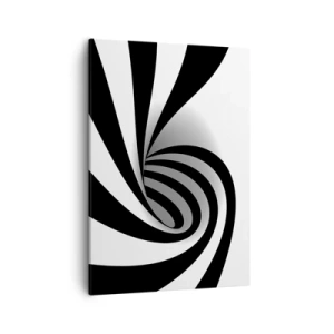 Cuadro sobre lienzo - Impresión de Imagen - Vórtice óptico abstracto en blanco y negro - 50x70cm - Y sin embargo, gira - Decoración de pared moderna para salón y dormitorio ARTTOR