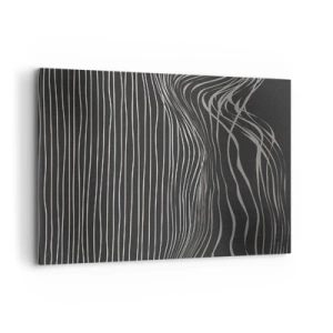 Cuadro sobre lienzo - Impresión de Imagen - Líneas blancas sobre un fondo gris oscuro en una disposición abstracta. - 100x70cm - Ritmo y acento - Decoración de pared moderna para salón y dormitorio ARTTOR