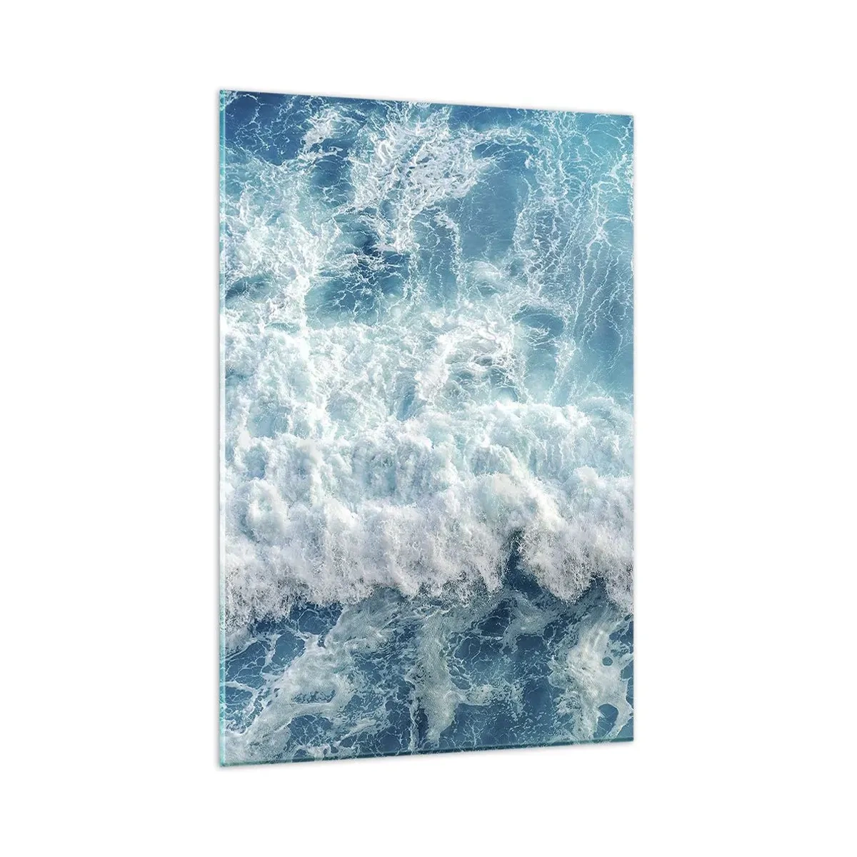 Cuadro sobre vidrio - Impresiones sobre Vidrio - Olas oceánicas dinámicas en tonos azules - 80x120cm - Alegre y con mucho brío - Decoración de pared moderna para salón y dormitorio ARTTOR