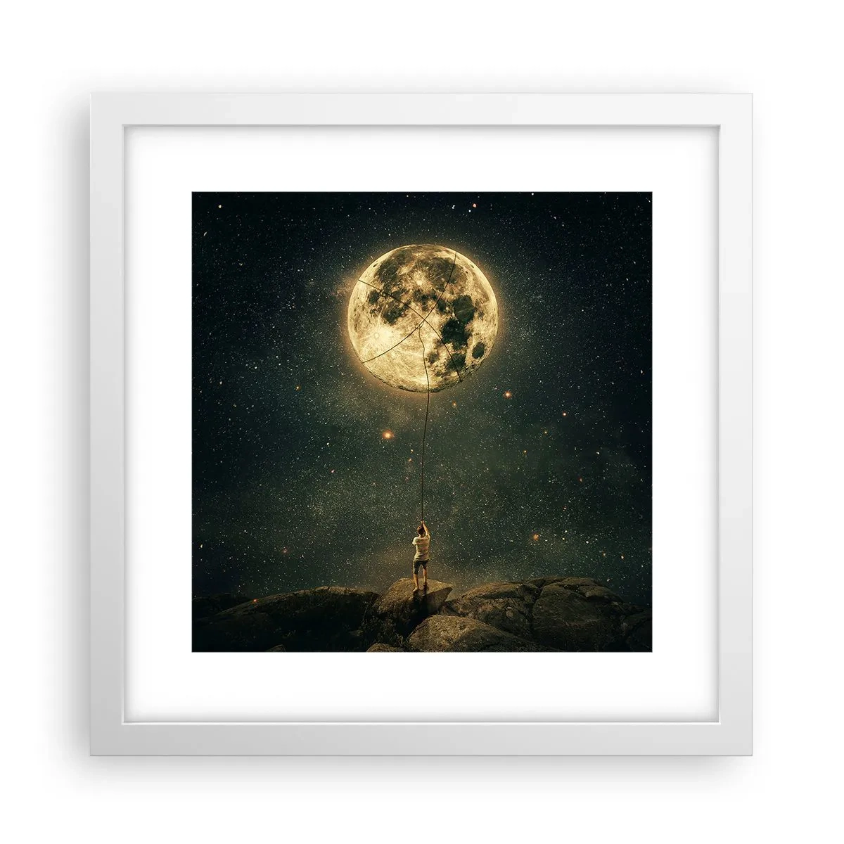 Póster en marco blanco - El que robó la luna - 30x30 cm