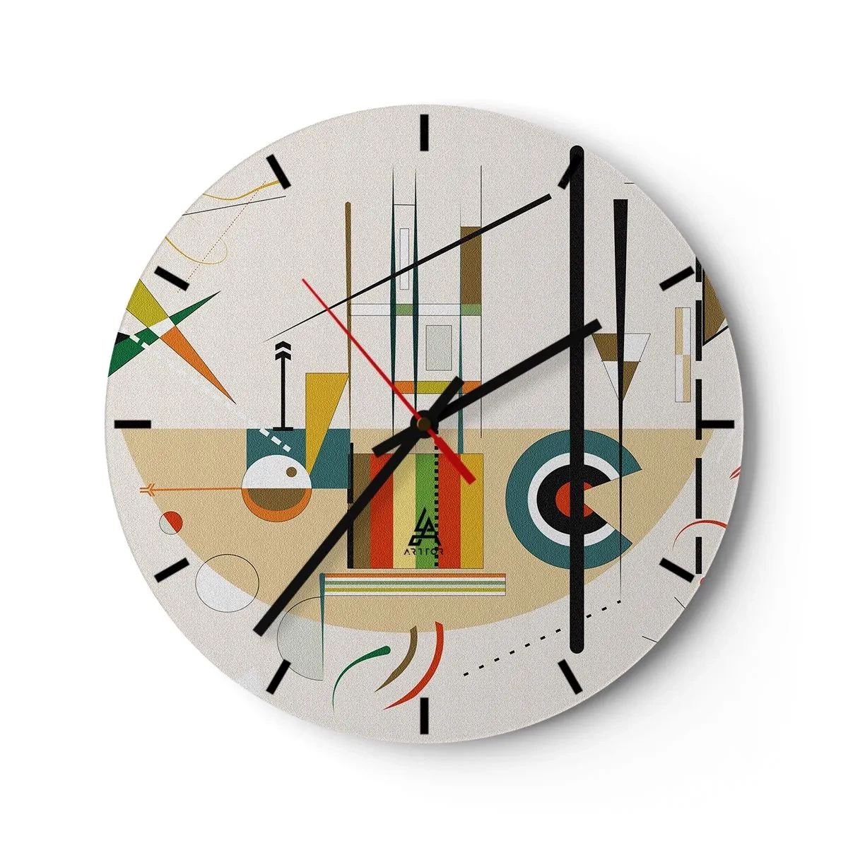 Reloj de pared - Reloj de vidrio - Composición geométrica en estilo abstracto. - 30x30cm - Y el mundo ríe - Decoración de pared moderna para salón, cocina y dormitorio ARTTOR