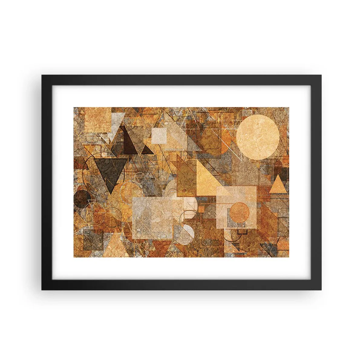 Póster en marco negro - Estudio cubista en bronce - 40x30 cm