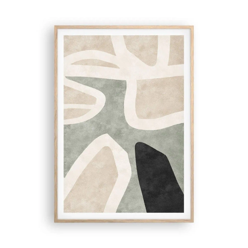 Póster en marco roble claro - Composición con un toque negro - 70x100 cm
