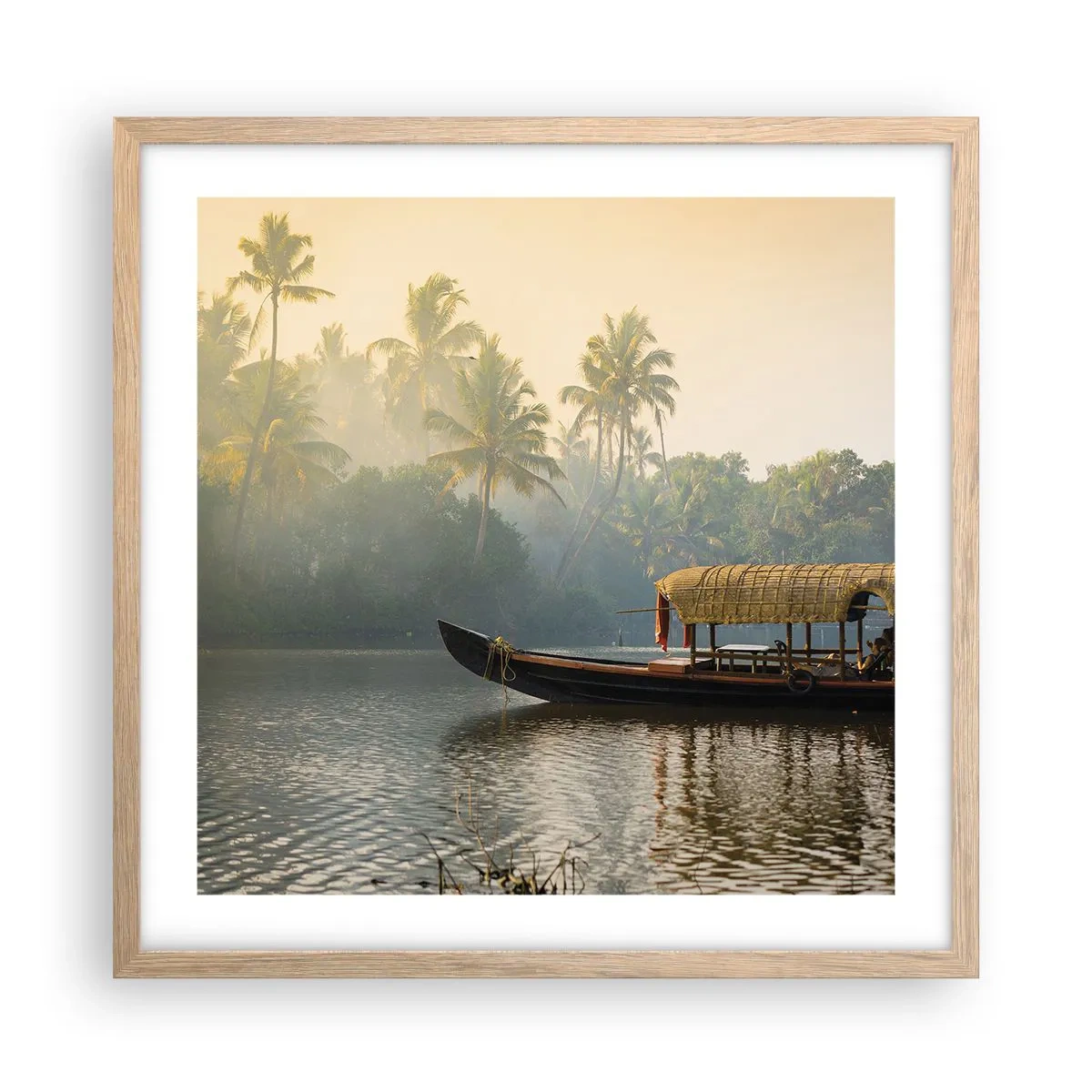 Póster en marco roble claro - Casa en el río - 50x50 cm