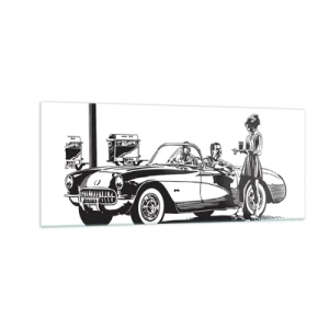 Cuadro sobre vidrio - Impresiones sobre Vidrio - Años 60 - la América despreocupada - 100x40 cm