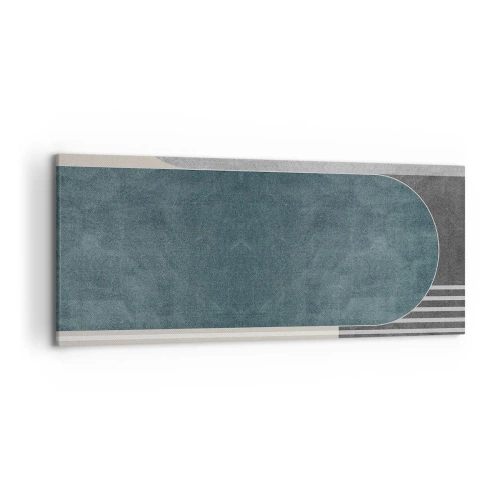 Cuadro sobre lienzo - Impresión de Imagen - Abstracción geométrica en tonos grises y verdes. - 120x50cm - Composición horizontal - Decoración de pared moderna para salón y dormitorio ARTTOR